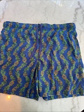 Basic Editions Blue Pineapple Swim Trunks
